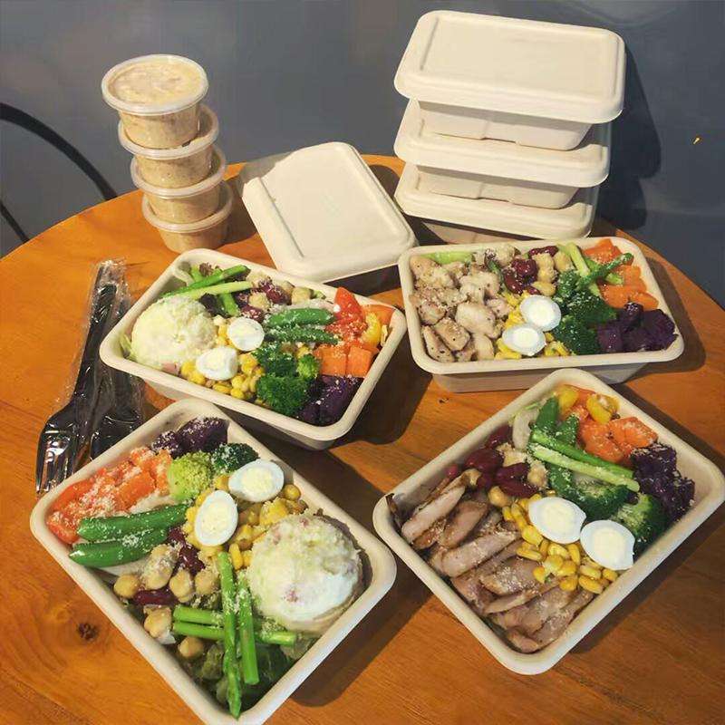 Rektangel miljøvenlig biologisk nedbrydelig emballage til mademballager takeaway majsstivelse engangs madbeholder